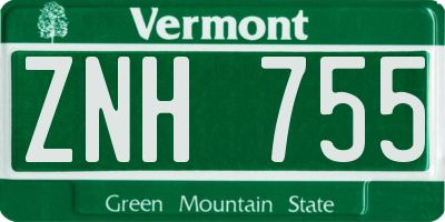 VT license plate ZNH755
