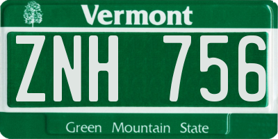 VT license plate ZNH756