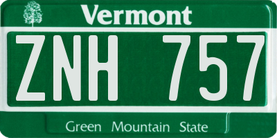 VT license plate ZNH757