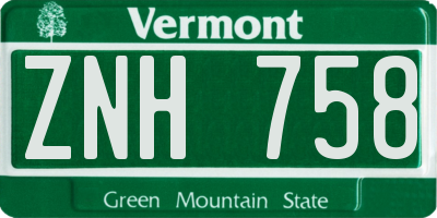 VT license plate ZNH758