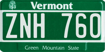 VT license plate ZNH760