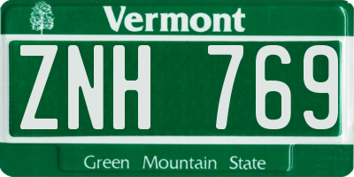 VT license plate ZNH769