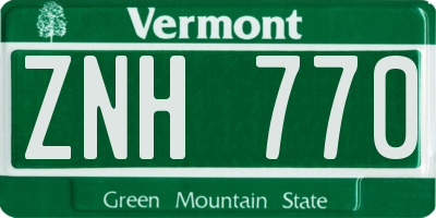 VT license plate ZNH770