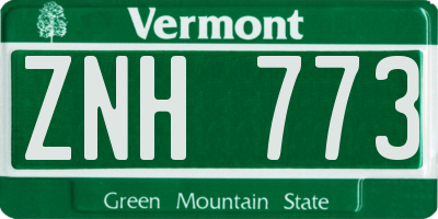 VT license plate ZNH773