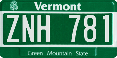 VT license plate ZNH781