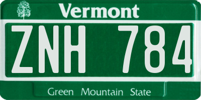 VT license plate ZNH784