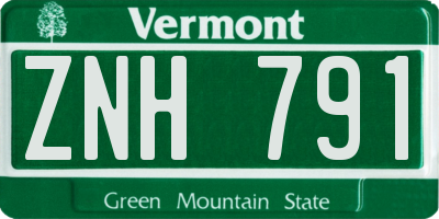 VT license plate ZNH791