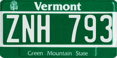 VT license plate ZNH793