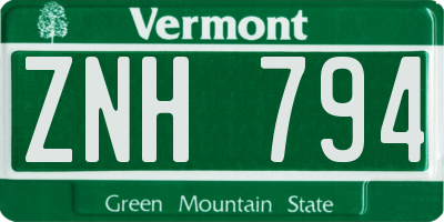 VT license plate ZNH794