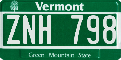 VT license plate ZNH798