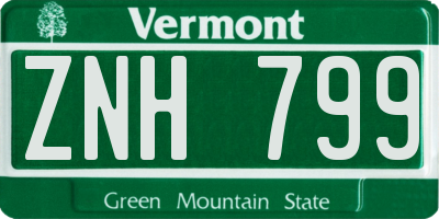 VT license plate ZNH799