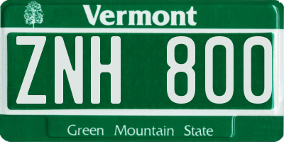 VT license plate ZNH800