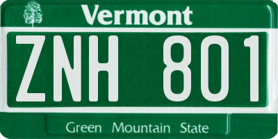 VT license plate ZNH801