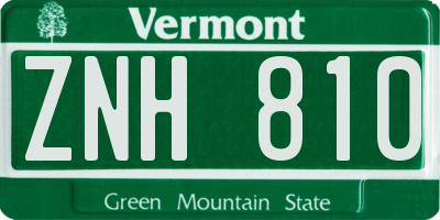 VT license plate ZNH810