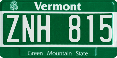 VT license plate ZNH815