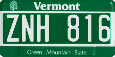 VT license plate ZNH816