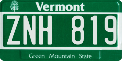 VT license plate ZNH819