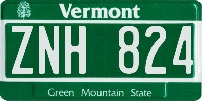 VT license plate ZNH824