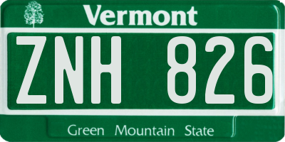 VT license plate ZNH826