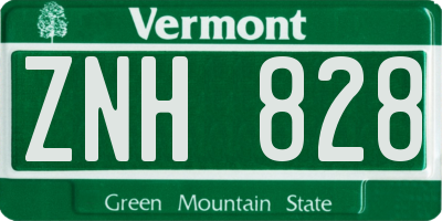 VT license plate ZNH828