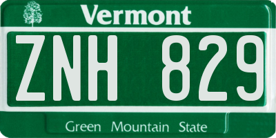 VT license plate ZNH829