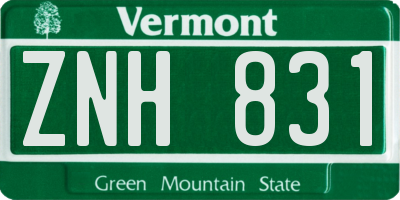 VT license plate ZNH831