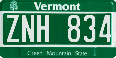 VT license plate ZNH834