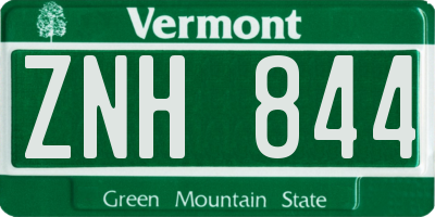 VT license plate ZNH844