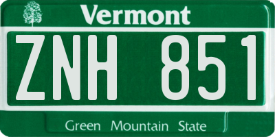 VT license plate ZNH851