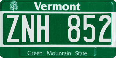 VT license plate ZNH852