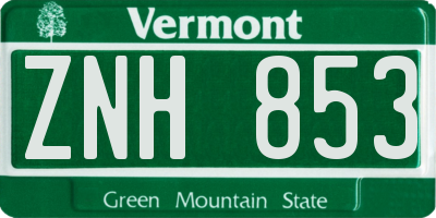 VT license plate ZNH853