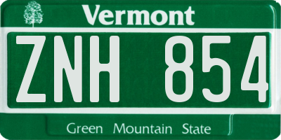 VT license plate ZNH854