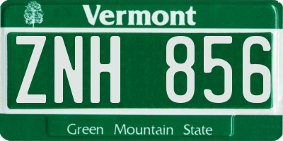 VT license plate ZNH856