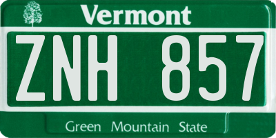 VT license plate ZNH857