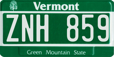 VT license plate ZNH859