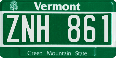 VT license plate ZNH861