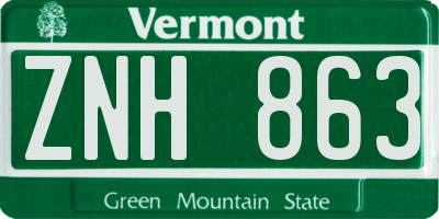 VT license plate ZNH863
