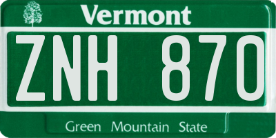 VT license plate ZNH870