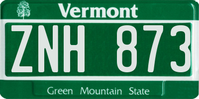 VT license plate ZNH873