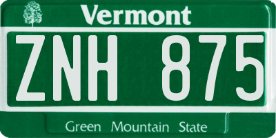 VT license plate ZNH875