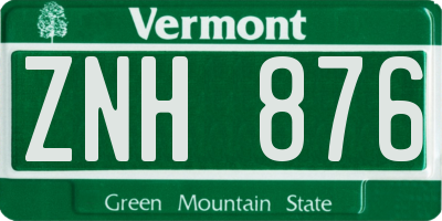 VT license plate ZNH876