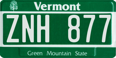 VT license plate ZNH877
