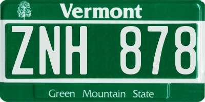 VT license plate ZNH878