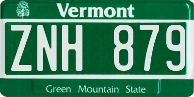 VT license plate ZNH879