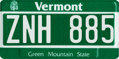 VT license plate ZNH885