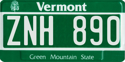 VT license plate ZNH890