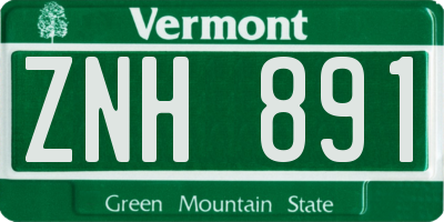 VT license plate ZNH891