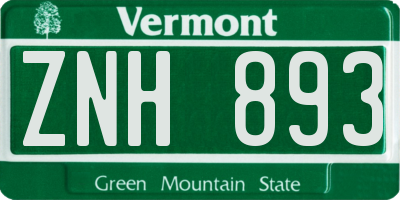 VT license plate ZNH893