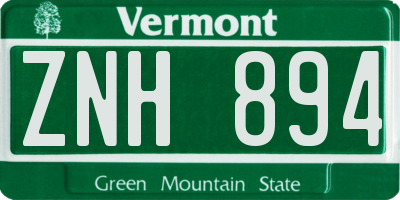 VT license plate ZNH894