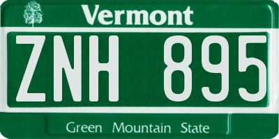 VT license plate ZNH895